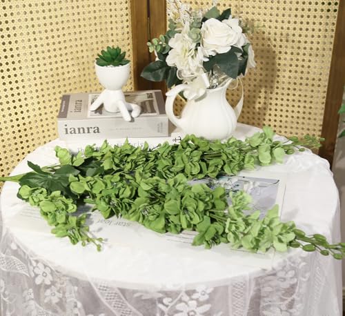 IPOPU 43.3" Green Delphinium Artificial Flowers 5PCS Faux Delphinium Flowers Larkspur Long Stem Artificial Flowers for Wedding Table Centerpieces Home Garden Decor(Green) - color: Green