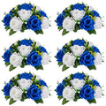 NUPTIO Flower Balls for Wedding Centerpieces - 6 Pcs 9.5 inch Diameter Fake Flower Ball Arrangement Bouquet Party Centerpieces for Tables - Royal Blue Rose Bouquet Centerpiece Flowers for Table | 6 Pcs for Wedding Party Table Centerpiece - Artificial Flow