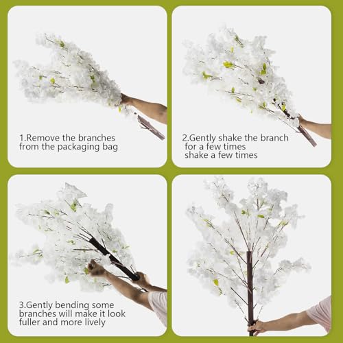 Artificial Cherry Blossom Tree - Handmade White Fake Cherry Blossom Tree Centerpieces for Wedding Party Christmas Garden Indoor & Outdoor - color: White, size: 4 FT