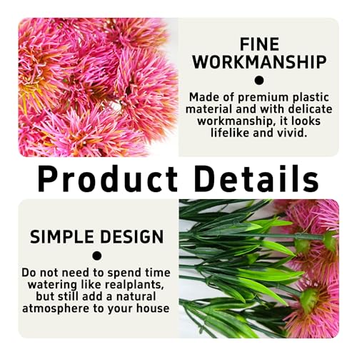 pson 10Pcs 11 Inch Artificial Dandelion Flowers, Faux Plastic Bouquets Shrubs for Home, Wedding, Garden, Party, Indoor/Outdoor Decoration(Pink) - color: Pink