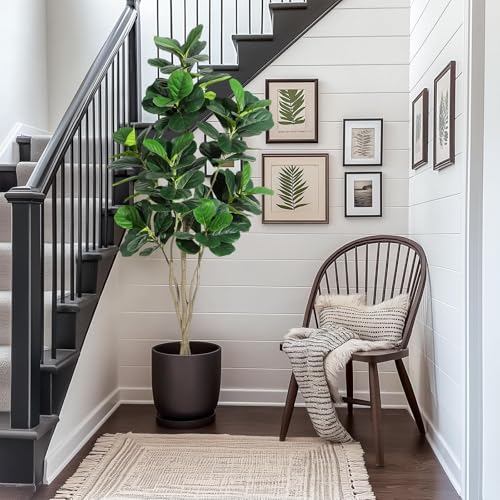 IDEALHOUSE 6FT Artificial Fiddle Leaf Fig Tree, Fake Fiddle Leaf Fig Plant with Realistic Leaves, Potted Faux Tree for Indoor Home Office Living Room Decor, 72 Inch - size: 6ft