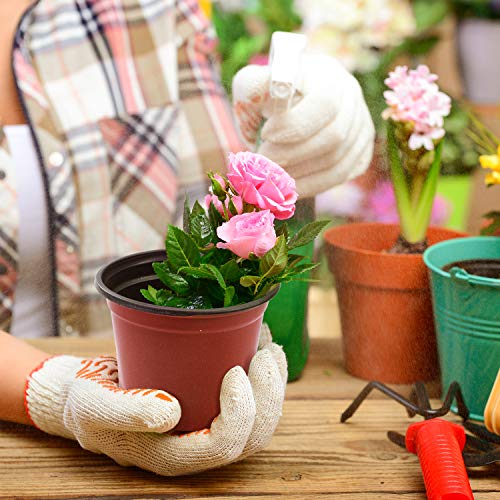 Delxo 4” Nursery Pots 100 Pcs Plastic Small Plant Pots with Drainage Holes, Flexible Seed Starter Pots for Seedlings, Cuttings & Transplanting, Reusable Flower Pots for Indoor Outdoor Plants, Red - size: 4 Inch