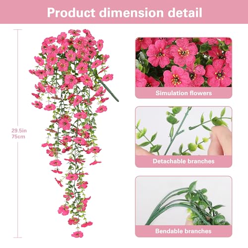 AGIRL 6 Bundles Artificial Hanging Flowers for Outdoors,UV Resistant Fake Flowers for Spring Summer Decor,Faux Plants for Planter Front Door,Porch,Patio,Yard,Garden,Farmhouse Decor (Magenta) - color: Fuchsia