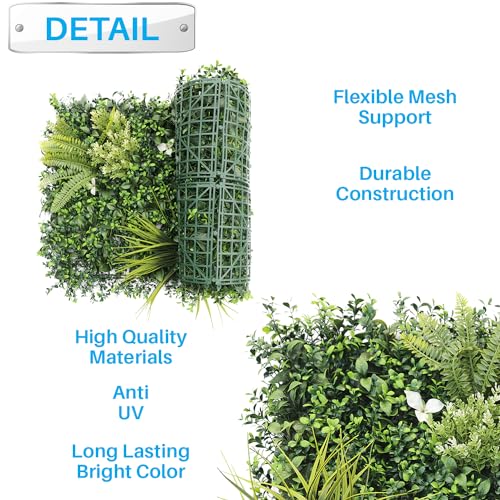 Patio Paradise 20"x20" (6PC) Artificial Grass Wall Panels Greenery Backdrop Faux Boxwood Hedge Fake Ivy Privacy Screen for Outdoor Wedding Décor Photography Background, #5 3D Mixed - color: #5 3d Mixed, size: 20"x20"