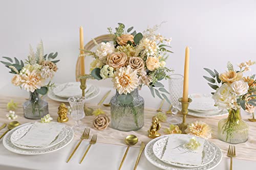 rongflower Artificial Flowers Combo Box Set Silk Flowers Fake Rose for DIY Floral Arrangements Wedding Bouquets Centerpieces Baby Shower Party Home Decorations（Nude Color） - color: Nude Color
