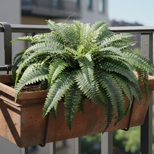 KOL Artificial Boston Ferns, Fake Faux Fern Plants 45 Inch 2 Pack, Green Large Fern with Bendable Stems for Floor Display, Indoor Outdoor UV Resistant Home Decor - color: Green
