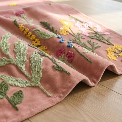 Artoid Mode Pink Soft Chain Embroidery Wild Floral Spring Table Runner, Seasonal Summer Kitchen Dining Table Decoration for Home Party Decor 13x72 Inch - color: Pink, size: 13" x 72", Table Runner