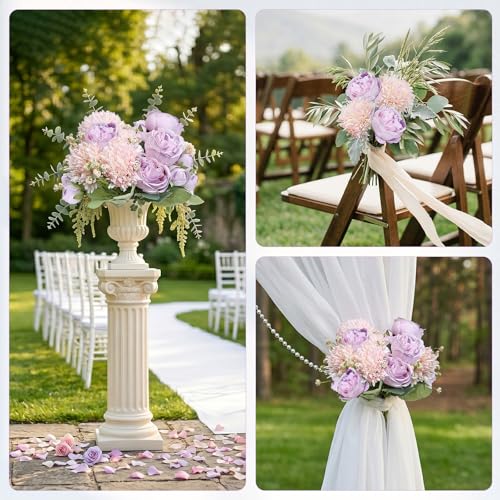 16 Bundles Artificial Flowers Peonies, Lavender and Pink Silk Faux Peony Floral Arrangements Fake Peonies Bundles for DIY Bouquet for Vase Centerpiece Home Wedding Party Centerpiece - color: Lavender & Pink