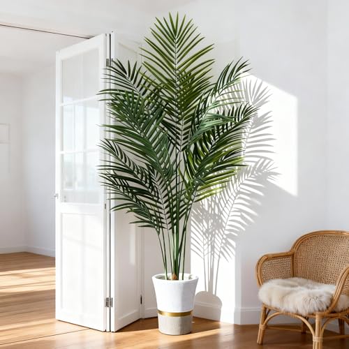 Artificial Palm Tree Indoor 5ft, Large Fake Tropical Areca Palm Tree with 13 Trunks, Faux Dypsis Lutescens Floor Plant in Pot for Indoor Outdoor Home Office Decor & Housewarming Gift - size: 5ft