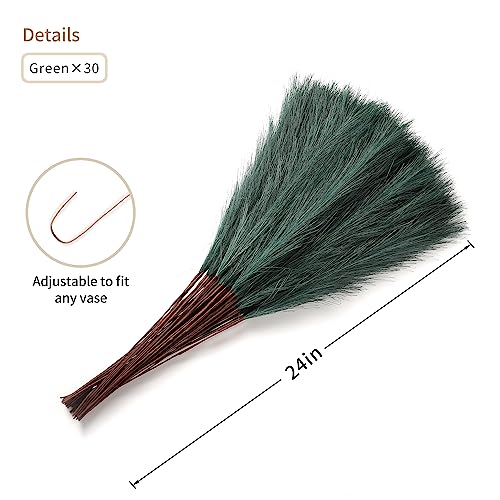 Wertuirk Green Pampas Grass Decor - 30pcs 24 Inch Artificial Pampas Grass Decor Tall, Fake Pompas Grass for Vase Filler, Table Centerpieces, Wedding, Party and Green Home Decor (Green) - color: Green, size: 30 Pieces