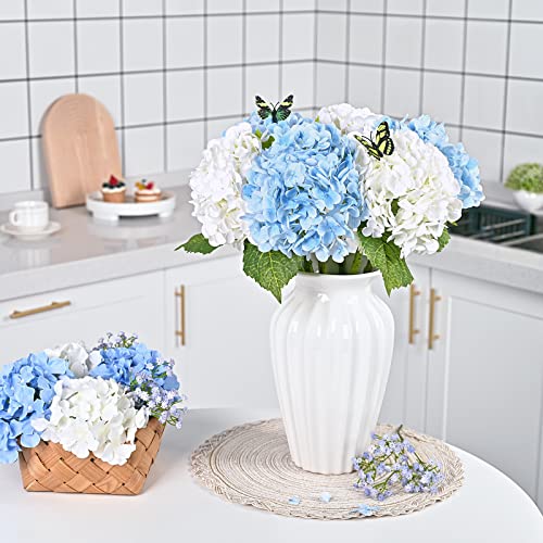 Waipfaru 21" Real Touch White Hydrangea Artificial Flowers with Long Stem & Leaves, Full Latex Faux Hydrangea Flowers for Home Decor Party Floral Arrangements Wedding Bouquets Centerpieces, 4Pcs - color: White, size: 4pcs
