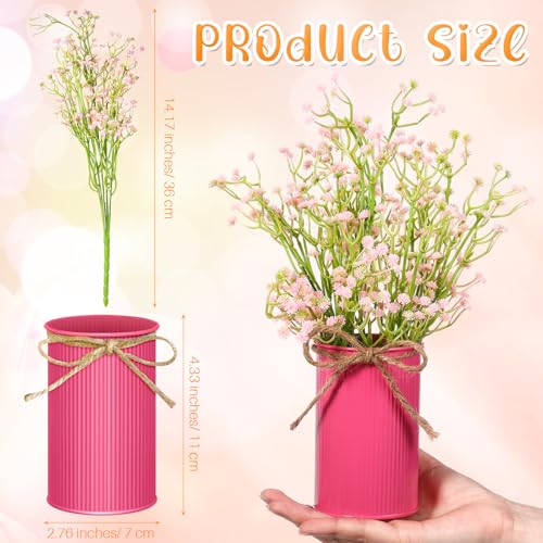 Maxdot 6 Sets Flower Centerpieces for Table Summer Artificial Baby Breath Flowers with Metal Vase Multicolor Faux Gypsophila Floral Arrangement Spring Summer Decorations for Home Wedding Party Decor - color: Classic