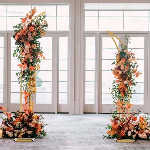 Vincidern 4pcs Curved Wedding Arch Backdrop Stand, Moon Arch Backdrop Stand for Wedding, Engagement, Bridal Shower, Birthday Party Decorations, Indoor & Outdoor Use (Gold,5.9ft,6.9ft) - size: 5.9ft,6.9ft (4pcs)