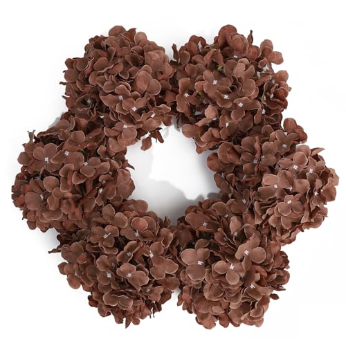 DuHouse Artificial Hydrangea Silk Flower Heads with Stem Fake Hydrangea Flowers for Wedding Home Garden Centerpiece Pack of 6(Mocha Brown) - color: Mocha Brown