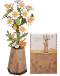 3D Flower Wooden Puzzles for Adults-Chamomile, DIY Wooden Flowers Model Kit Building Set Crafts Birthday Gifts, Artificial Botanical Collection Creative Gift Ideas/Housewarming (101PCS) - style: TW - Chamomile
