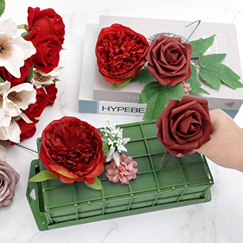 HongWay 4 Pieces Floral Foam Cage Flower Holder with Floral Foam for Fresh Flower Arrangement and Wedding Holiday Decorations