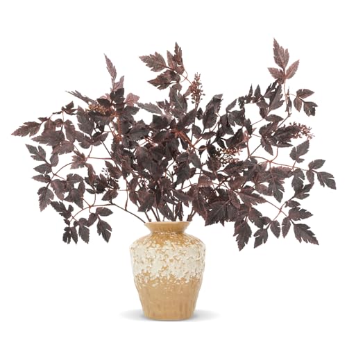 24" Artificial Purple Stems for Vase, Faux Cimicifuga Leaves with Berries, Decorative Branches for Table Centerpiece, Home Decor, 4 Pack - size: 4 Pack