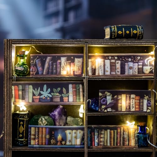 Magician’s Bookcase PET Tapes – 6 Rolls of Fantasy Embroidery-Style Bookcase Designs with Clip, for Scrapbook, Journal, Junk Journal, Planner and DIY Decor - color: Wizard Bookshelf