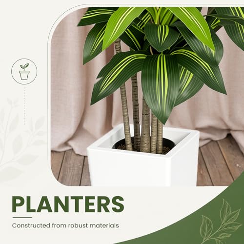 Artificial Dracaena Tree 5FT, Stable Multi-Trunk Fake Tree Indoor with White Tall Planter,Faux Silk Plant for Living Room Office Decor, UV Resistant Realistic Leaves - color: Dracaena Tree Green