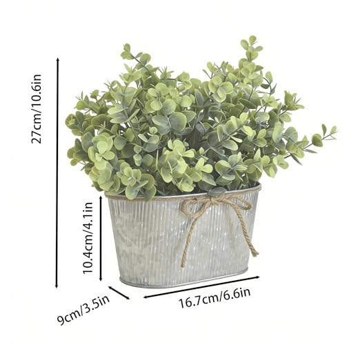 Artificial Eucalyptus Leaves Faux Plants Table Centerpiece, Rustic Potted Plants for Farmhouse Home Décor, Artificial Greenery for Home Decoration