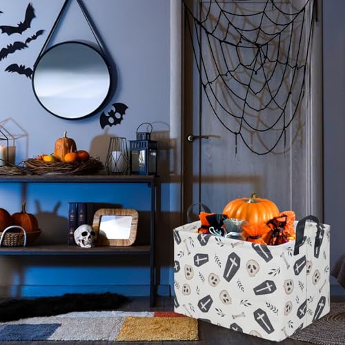 Halloween goth thriller basket,Empty Halloween basket,Gothic home decor,Trick or Treat Basket for Boys and Girls,Waterproof collapsible storage box(Gothic) - color: Gothic