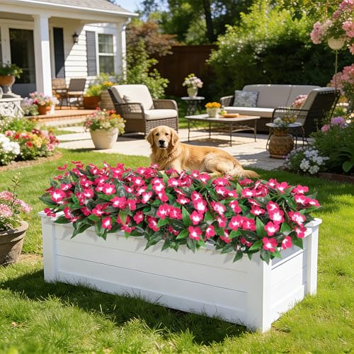 Ouddy Decor 6 Bundles Artificial Flowers for Outdoors Decorations, Fake Silk Flowers Faux Plants Plastic Bouquet UV Resistant for Porch Garden Wedding Spring Summer Indoor Outside Home Decor, Fuchsia - color: Fuchsia
