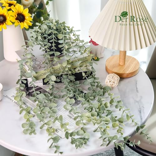 Der Rose Bundle of 2Pcs Fake Plants 28'' Large Artificial Palm Tree and 1Pcs Fake Plants Hanging for Home Room Indoor Outdoor Decor