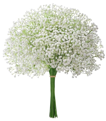 Babys Breath Artificial Flowers, 30 pcs White Flowers Artificial Real Touch Faux Flowers Bouquet Look Real Fake Flowers for Wedding Party Home Garden Tables Centerpieces Office Arrangements Decoration - color: Baby Breath-white