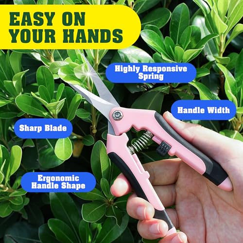 EWPJDK 4 Pack Garden Pruning Shears, Stainless Steel Garden Shears, Gardening Shears, Garden Scissors, Clippers, Pruning Snips, Pruning Shears for Gardening Tools (Pink) - color: Pink