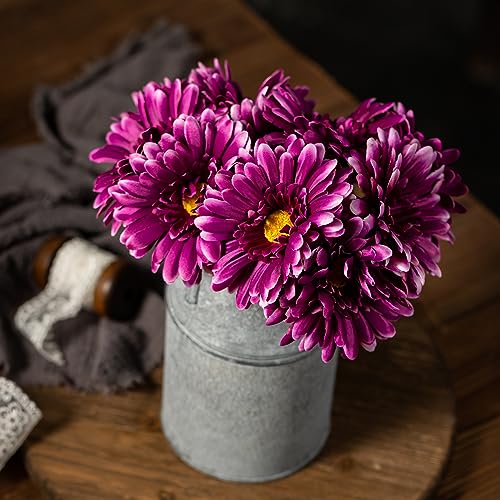 TOPIA Artificial African Daisies Flowers African Daisy Silk Flowers Artificial Gerbera Daisies Pack of 10 (Purple) - color: Purple, size: 10pcs