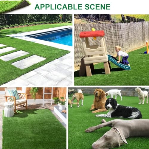 Petgrow Realistic Synthetic Artificial Grass Turf 0.8inch,Thick Faux Fake Grass Indoor Outdoor Landscape Lawn Pet Dog Turf Carpet for Garden Backyard Balcony - size: 7FTX10FT