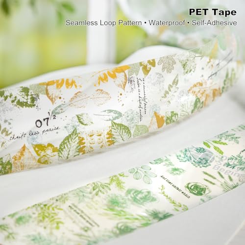 Botanical Impressions PET Tape Set – 6 Floral & Leaf Designs, Transparent Adhesive Craft Tape for Scrapbooking, Junk Journal, Card Making & DIY Decoration - style: Botanical Healing