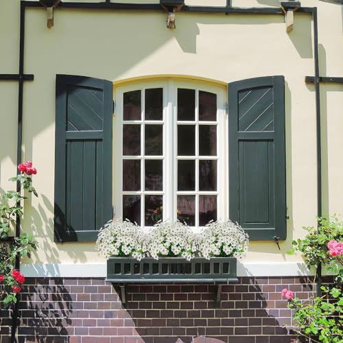 21 Bundles Outdoor Artificial Flowers UV Resistant Fake Silk Flowers No Fade Faux Plastic Plants Garden Porch Window Box Decoration(White) - color: White