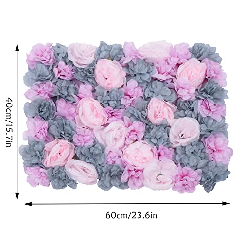 Flower Wall Panel, 6Pcs Artificial Rose Dahlia Flower Wall Mat Floral Backdrop Artificial Silk Flower Panels for Wall Decoration Wedding Party (Grey Purple, Pink)… - color: 6 Pcs Grey Purple, Pink