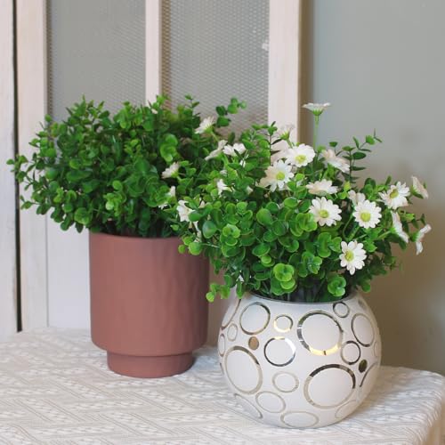 alyptus Artificial Boxwood Plants Outdoor 8 Bundles Faux Eucalyptus Flowers Green Bushes Plastic Greenery Stems for Home Garden Farmhouse Patio Front Porch Decor (Eucalyptus) - color: Eucalyptus