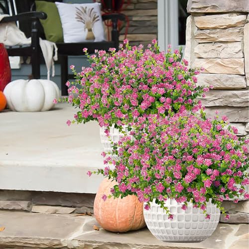 NETAP Outdoor Artificial Flowers UV Resistant, 20 Bundles Fake Realistic Floral Greenery Plants for Outside Porch, Window Boxes, Garden, Yard, Inside Home Table Decor, Pink - color: Pink