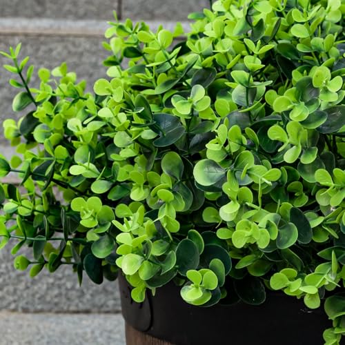 20 Bundles Artificial Plants for Outdoor Fake Plants for Spring Decoration,Faux Eucalyptus Plants for Planter UV Resistant Lifelike for Home Porch Garden（Green） - color: Green