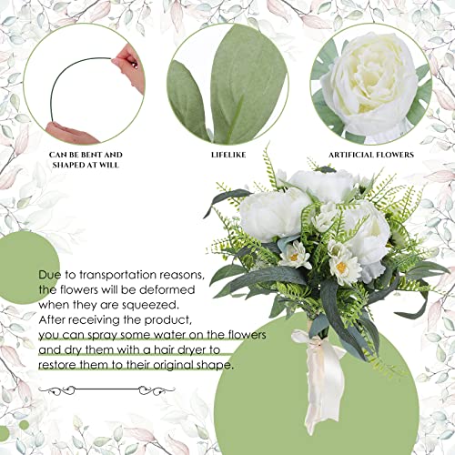 Zeyune 50pcs Artificial Peonies Flowers 4'' Fake Peonies DIY Craft Silk Flower Bulk for Home Wedding Bridal Bouquet Birthday Dining Room Table Centerpieces Backdrop Party Decor(White) - color: White