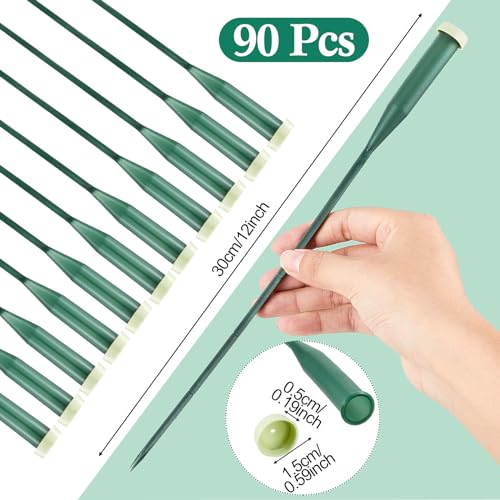 Tessco for you 90 Pcs Floral Water Tubes 12 Inch Floral Tubes Plastic Flower Supplies for Fresh Flowers with Rubber Cap for Flower Stem Arrangements Florist Supplies(Green) - color: Green, size: 12 Inch