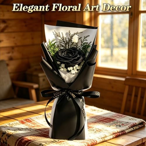 Preserved Flowers for Delivery,Black Rose Bouquet Gift for Women and Mom,Preserved Flowers Bouquet,Birthday Flowers Gifts for Her Grandma Wife Friends,Roses Gift Valentine’s Day Mothers Day - color: Black-bouquet