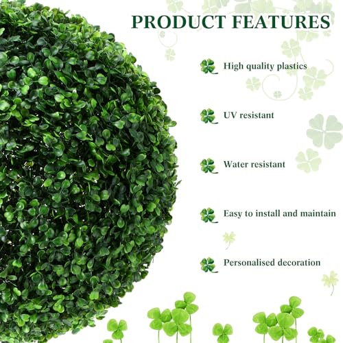 Hotop 2 Pcs 11 Inch Artificial Plant Topiary Ball 4 Layers Garden Spheres Boxwood Balls Artificial Topiaries Spheres Decorative Plants for Backyard, Balcony, Garden, Indoor Outdoor Decor(Green) - color: Green, size: 11 Inch