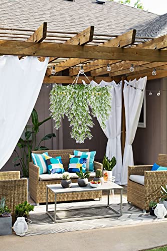 RECUTMS Artificial Hanging Lavender Plants, 4 PCS 29 Inch, Easy Care | UV Resistant,Plastic,Trailing Greenery Garland,Home,Room,Garden,Wedding,Front Porch,Patio,Farmhouse,Indoor Outdoor Decor - color: White