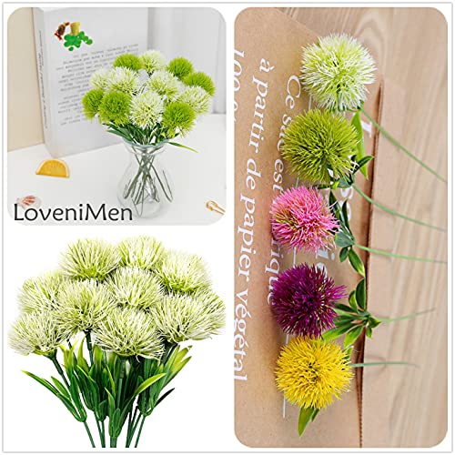 Fake Dandelion Flowers (White 10 Pcs), Artificial Plants Plastic Shrubs Bushes Decor Faux Stems Outdoor Indoor Home Garden Party Wedding DIY Planting Filler Decoration - color: Dandelions White/ 10 Pcs