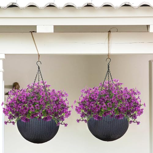 Grunyia 10 Bundles Artificial Flowers Outdoor UV Resistant Fake Flowers No Fade Faux Plants Garden Porch Window Box Decorating (Light Purple) - color: Light Purple