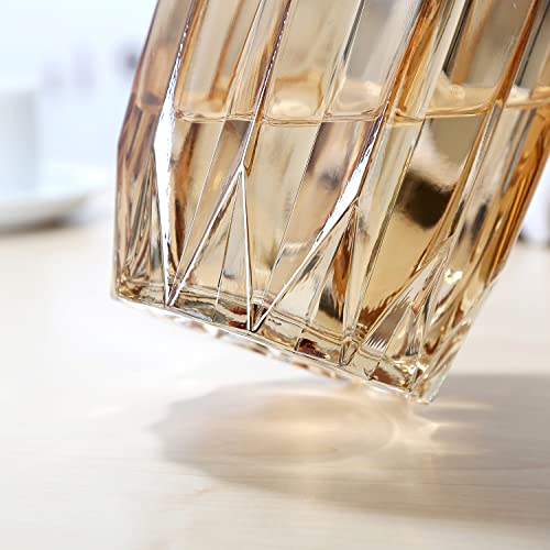 Lucky Bird Amber Glass Vase - Modern Tall/Short Ribbed Vase for Flowers & Candles - Amber H11.8" Centerpiece HomeDecor - color: Amber, size: H-11.8inch