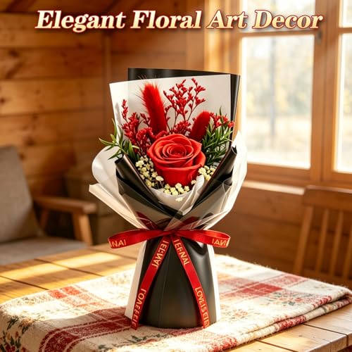 Preserved Flowers for Delivery,Red Rose Bouquet Gift for Women and Mom,Preserved Flowers Bouquet,Birthday Flowers Gifts for Her Grandma Wife Friends,Roses Gift Valentine’s Day Mothers Day Anniversary - color: Red-bouquet