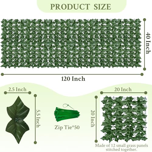 ODTORY Artificial Ivy Privacy Fence Wall Screen,40X120 in UV-Anti Faux Greenery Backdrop Ivy Vine Leaf Hedges Fence Panels for Patio, Balcony, Garden, Backyard Indoor Outdoor Green Wall Decor - size: 40 in x 120 in- Vine Leaf 1