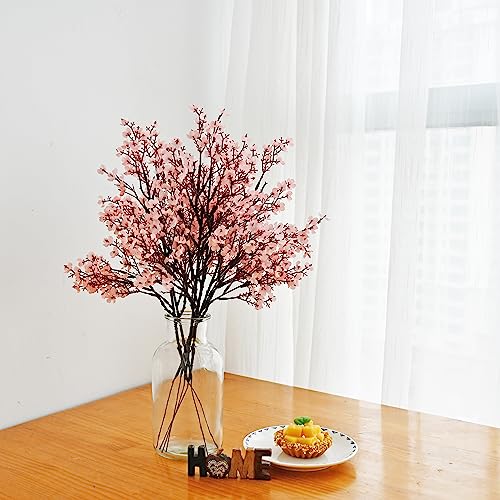 ONLY ART Light Pink Silk Baby’s Breath Flowers – 6 Bundles, 18.7" Faux Florals with Flexible Stems for New Year and Valentine's Day Elegant Home, Wedding & Event Décor - color: Light Pink