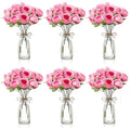 Thiccywoov 19 Pack Artificial Peony Flowers with Vase Bulk, 12 Bundles Faux Peony Bouquet 6 Vase with 1 Rope Silk Flower Arrangement Wedding Table Centerpiece for Wedding Bridal Shower(Cherry Pink) - color: Cherry Pink