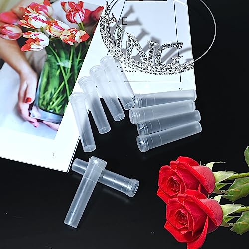Vkinman Floral Water Tubes/Vials Reusable Plastic Flower Tubes Flower Arrangement Supplies 3 Inch Plastic Tubes for Plants Single Stem Flower 45-50Pcs